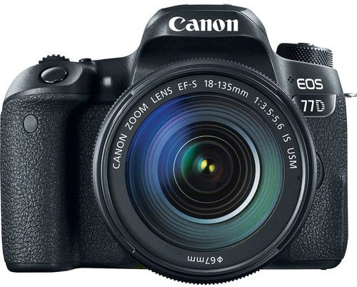 عدسة كانون EOS 77D EF-S 18-135mm F3.5-5.6 IS USM ، كاميرا 24.2 ميجابكسل DSLR ، اسود