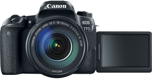 عدسة كانون EOS 77D EF-S 18-135mm F3.5-5.6 IS USM ، كاميرا 24.2 ميجابكسل DSLR ، اسود